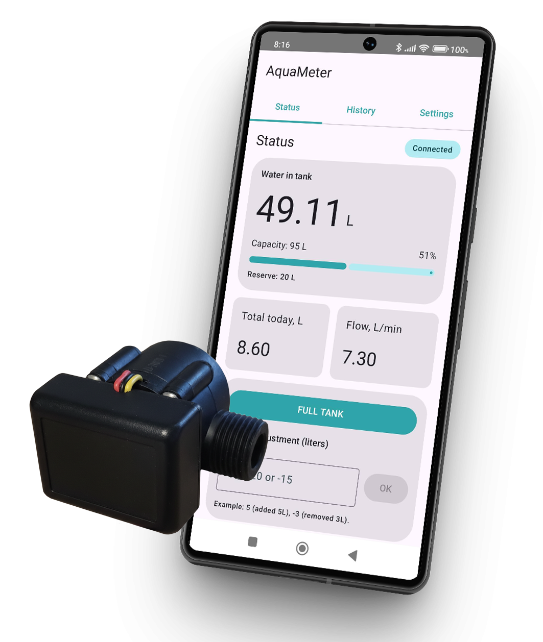 AquaMeter on smartphone
